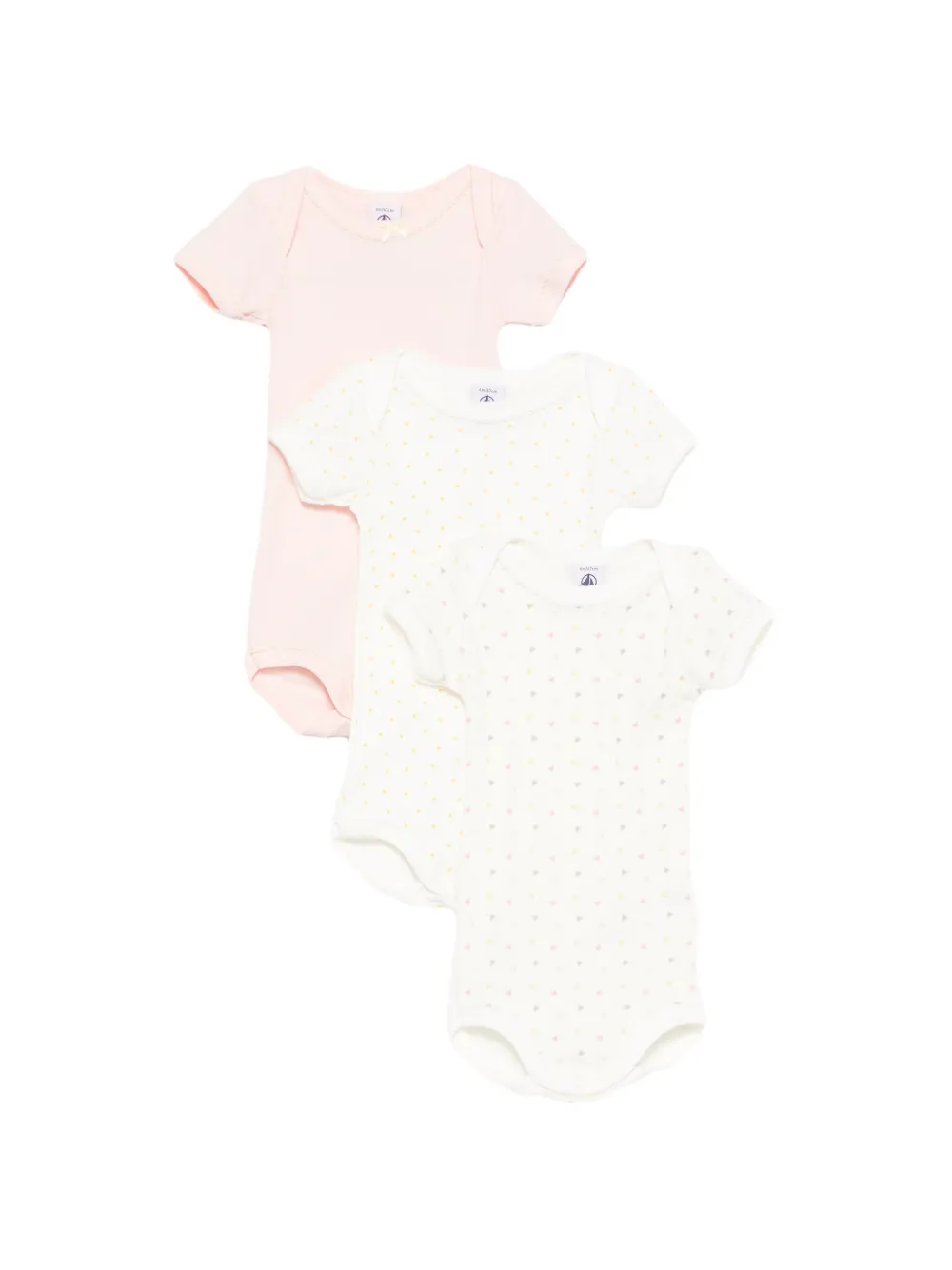Petit Bateau ruffled dotted bodie set of three - Bianco