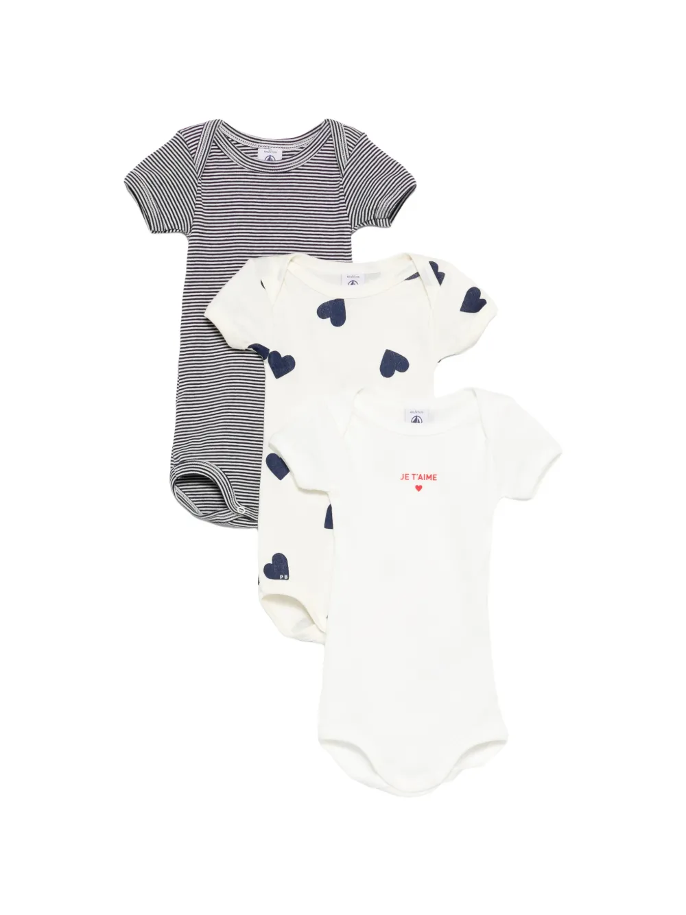 Petit Bateau printed body (st of three) - Nero