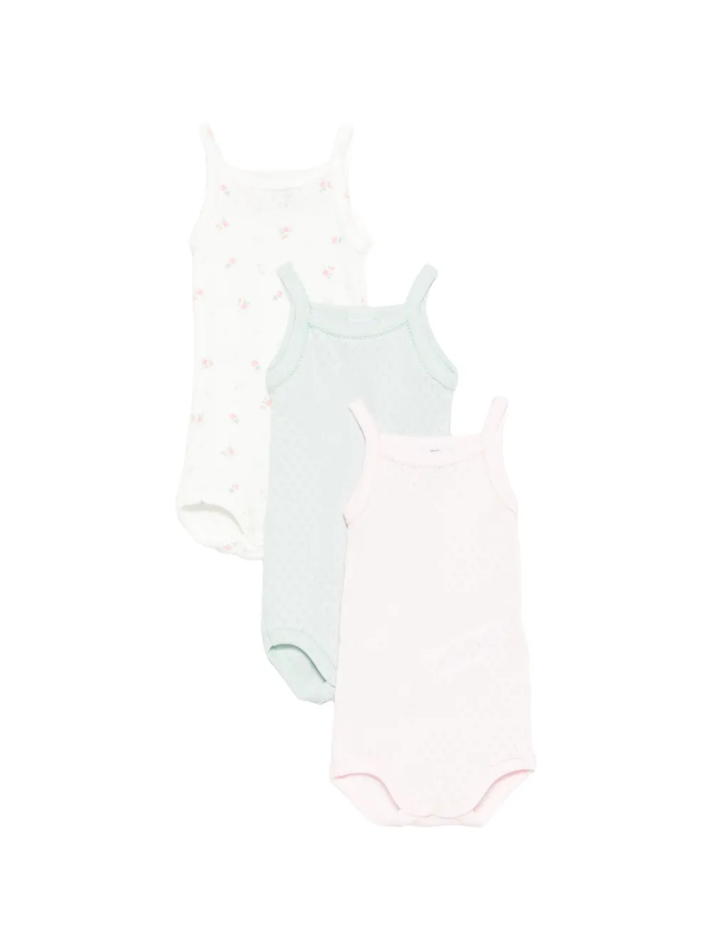 Petit Bateau floral trim bodie set of three - Bianco