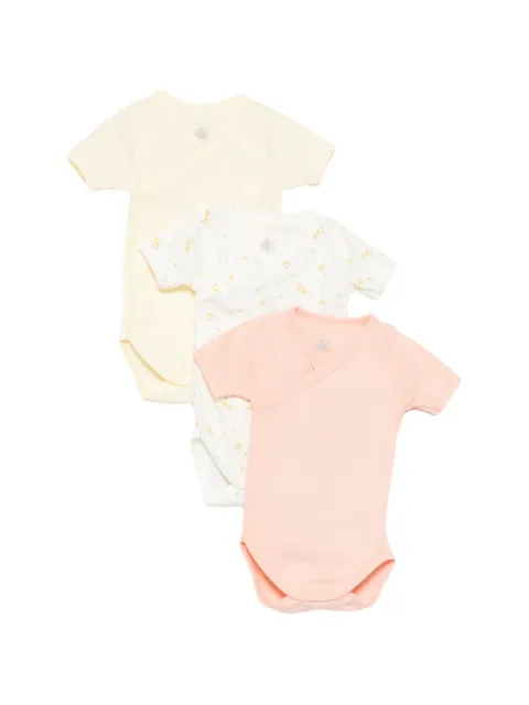 Petit Bateau blomstret body med korte ærmer, 3-pak