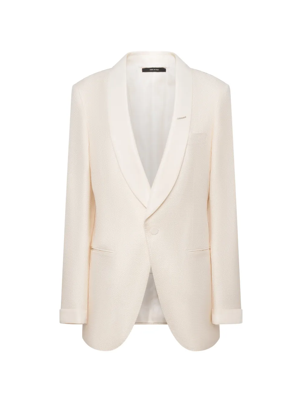 TOM FORD shawl-lapel honeycomb-textured jacket - Toni neutri