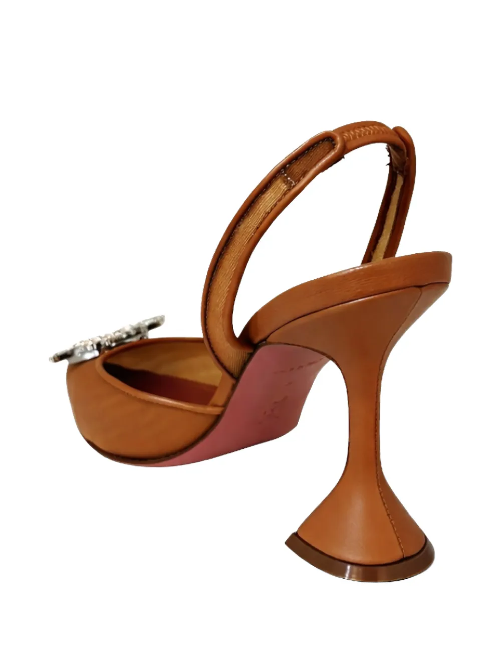 Amina Muaddi Begum embellished slingback heeled pumps Beige