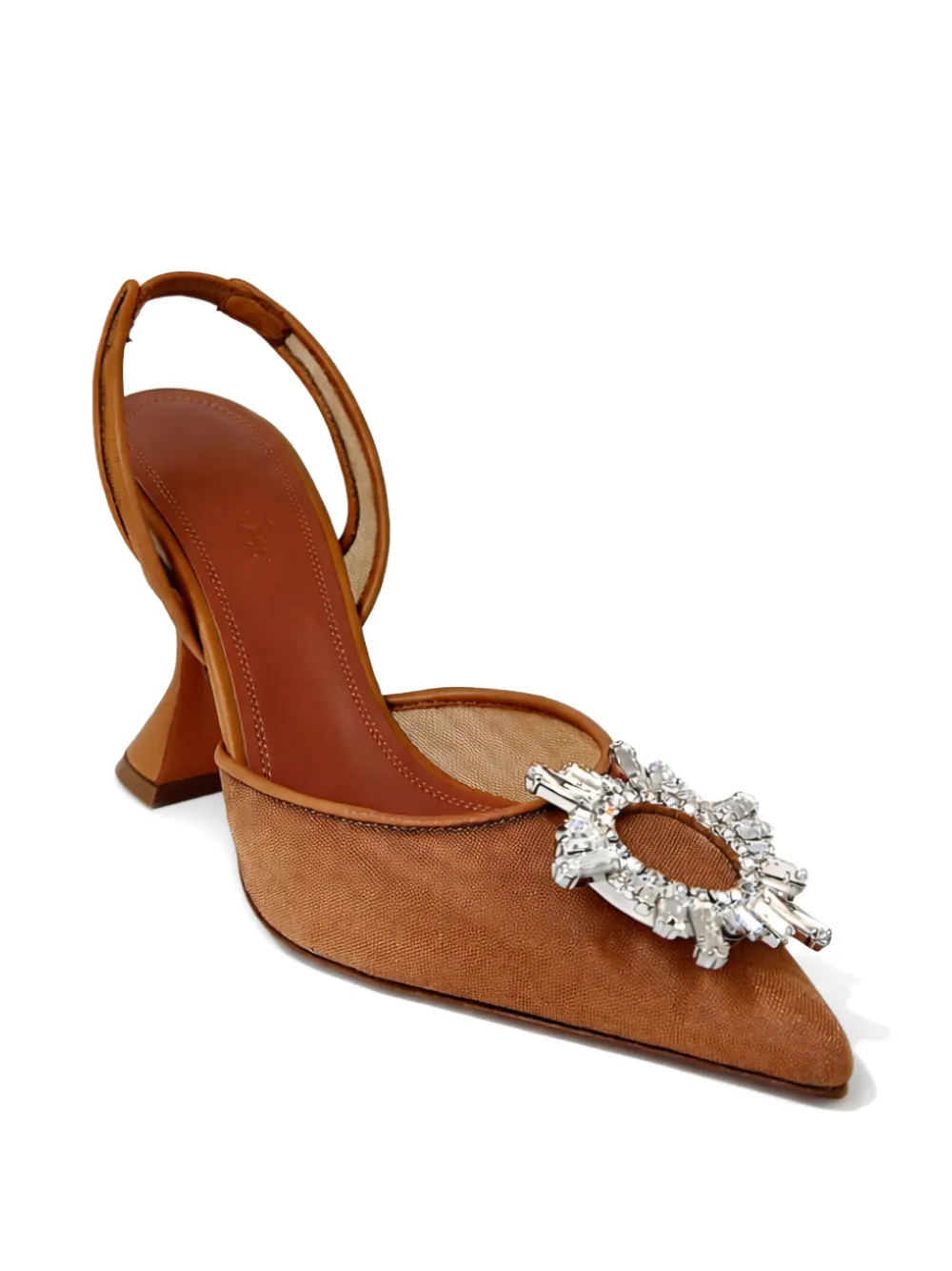 Amina Muaddi Begum embellished slingback heeled pumps Beige