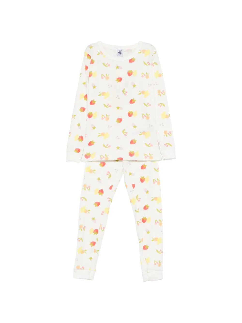 Petit Bateau round-neck floral-print pajamas - White
