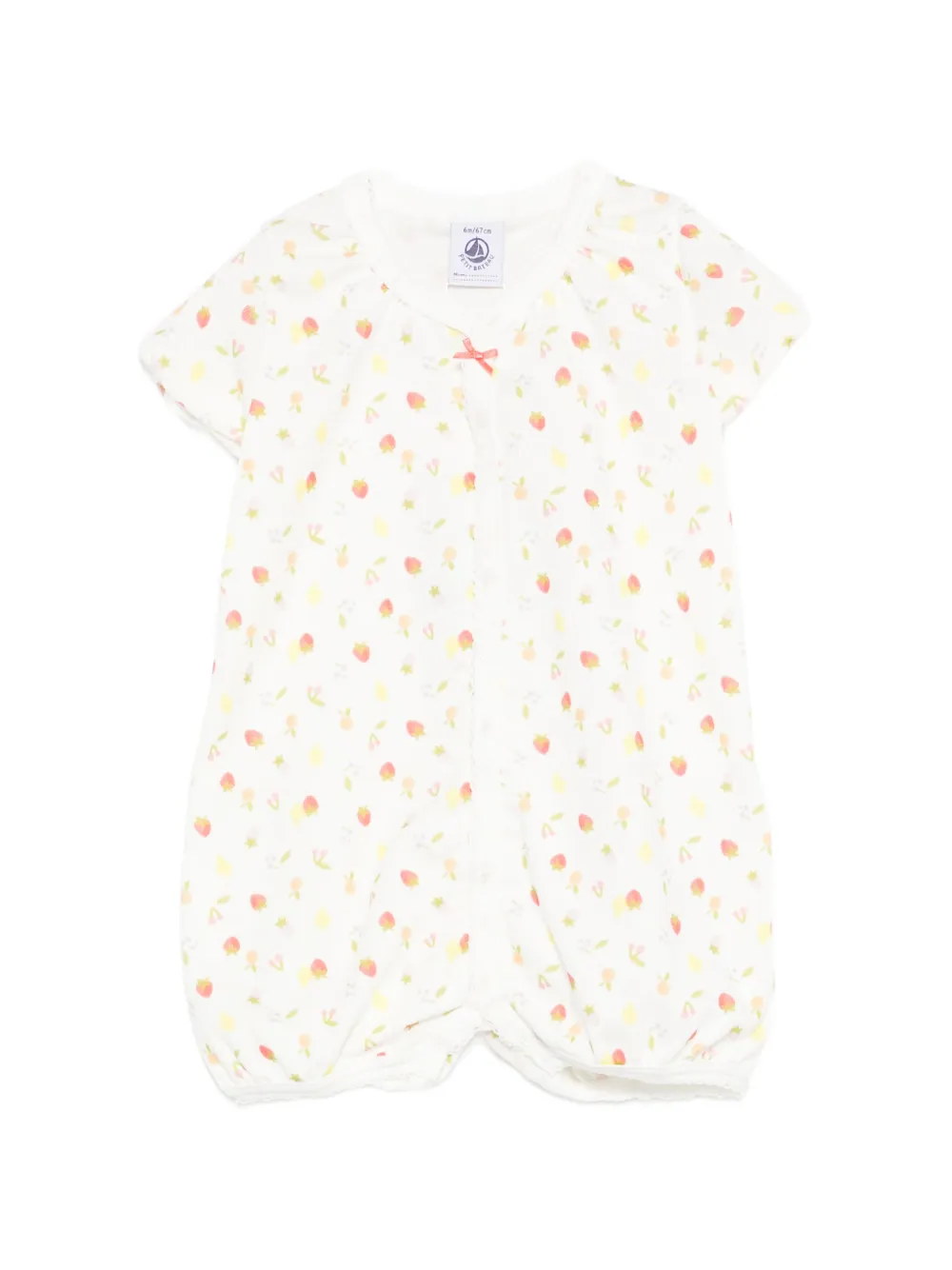 Petit Bateau strawberry-print bow-detail shorties - Bianco