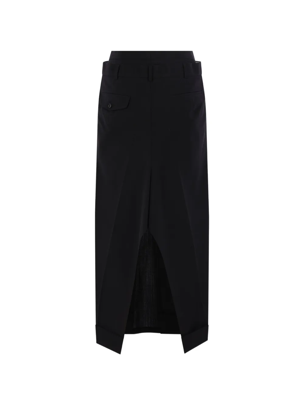 Junya Watanabe Pleated-detail Cuffed-hem Skirt in Black, view 2
