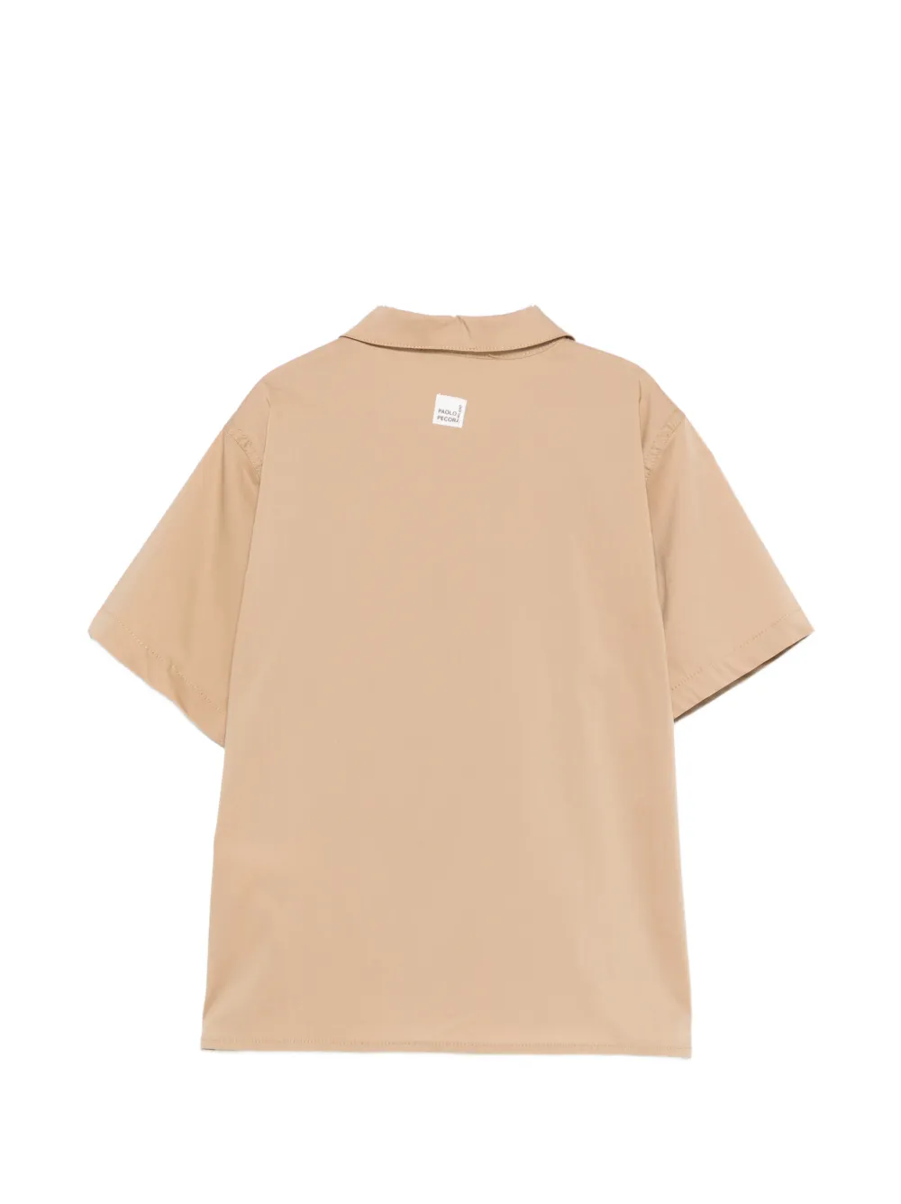 Paolo Pecora Kids Overhemd met borstzak en knoop Beige