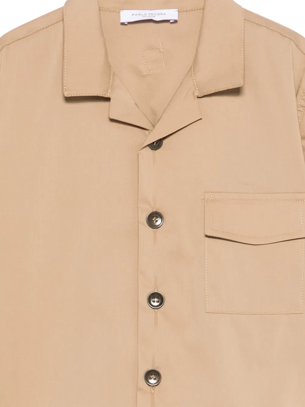 Paolo Pecora Kids Overhemd met borstzak en knoop Beige