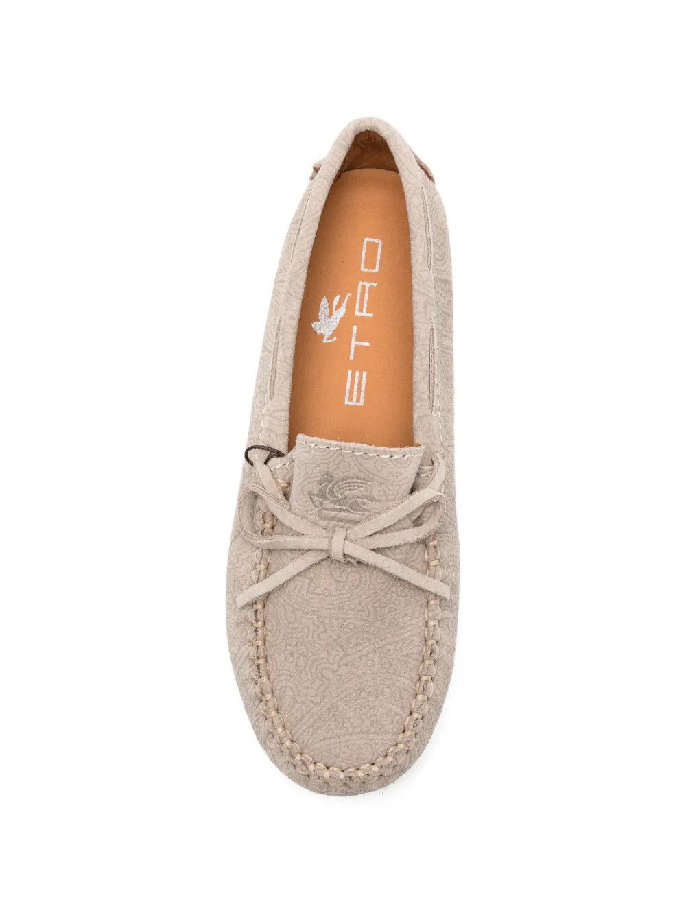 ETRO KIDS paisley-patterned suede moccasins Beige