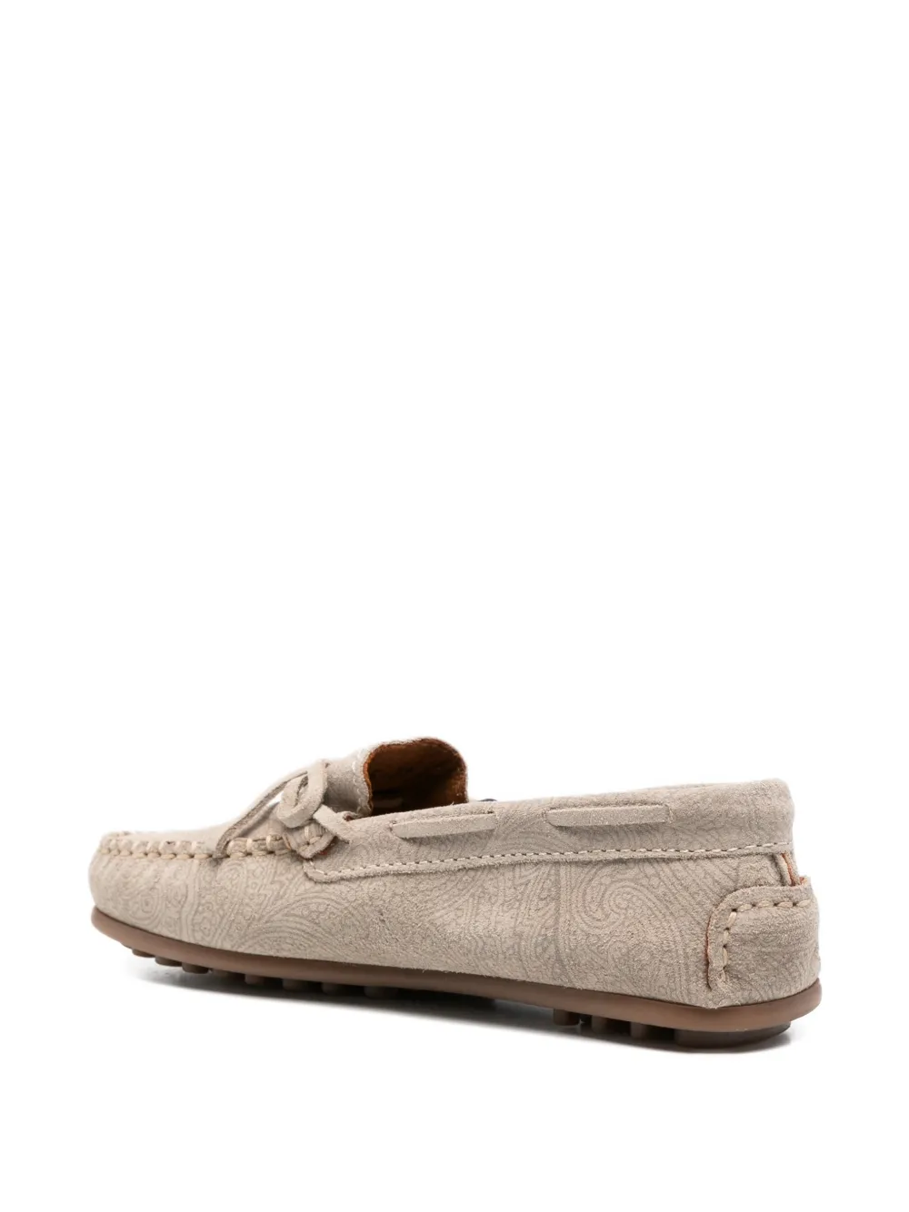 ETRO KIDS paisley-patterned suede moccasins Beige