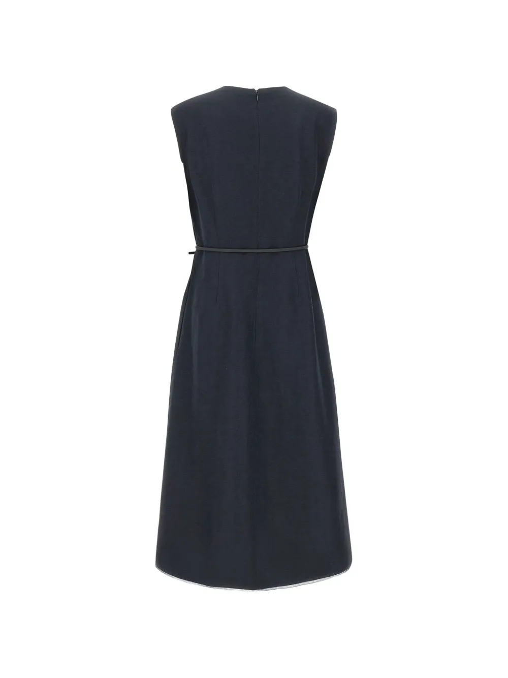 Fabiana Filippi Midi-jurk met ceintuur en V-hals Blauw