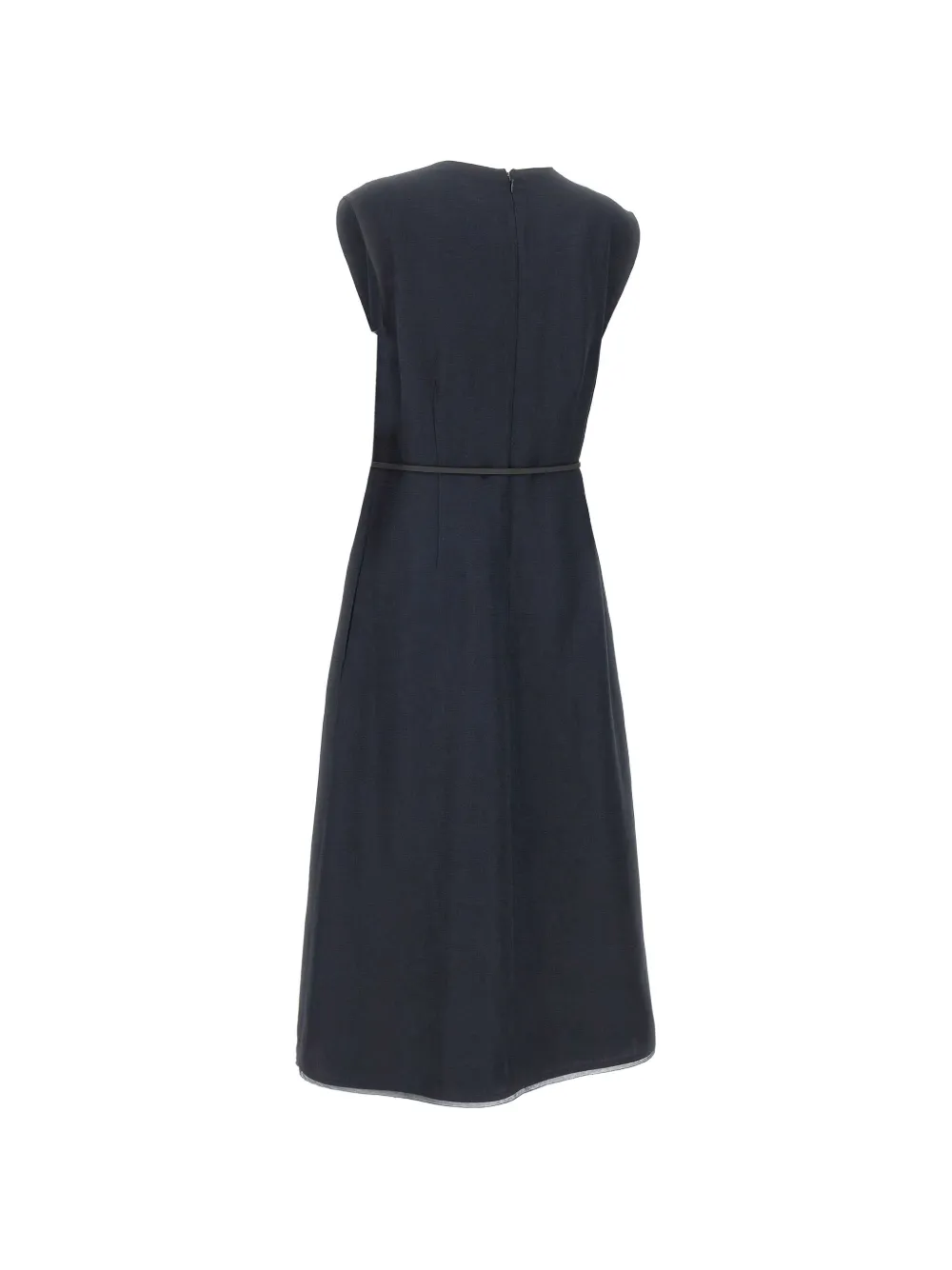 Fabiana Filippi Midi-jurk met ceintuur en V-hals Blauw