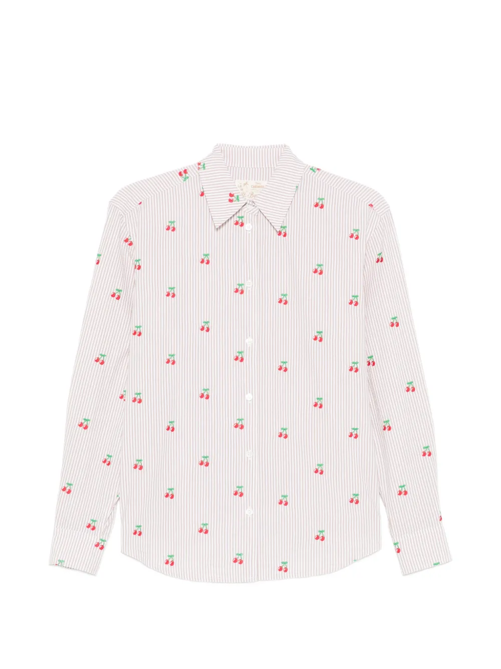 MC2 Saint Barth Gestreepte blouse met kersenprint Beige