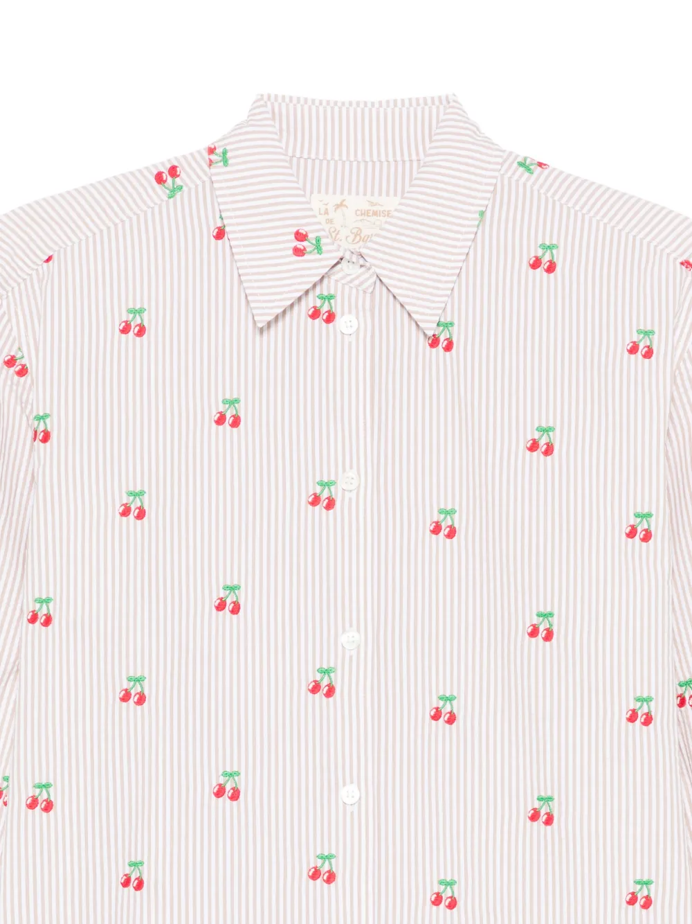 MC2 Saint Barth Gestreepte blouse met kersenprint Beige