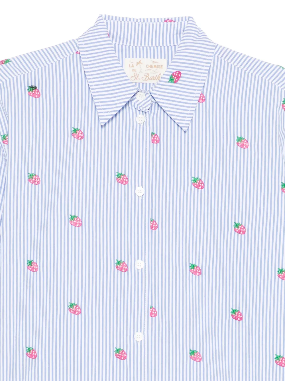 MC2 Saint Barth Gestreepte blouse met geborduurde aardbeien Blauw