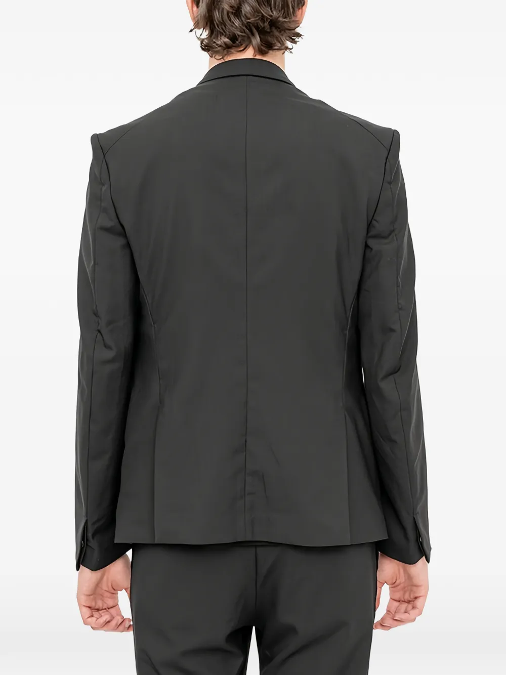 The Viridi-Anne Wollen blazer met enkele rij knopen Zwart