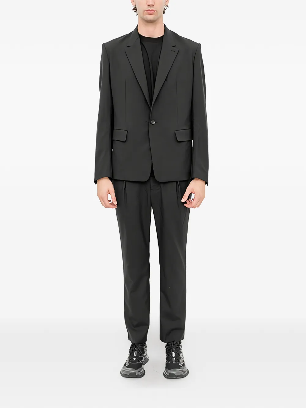 The Viridi-Anne Wollen blazer met enkele rij knopen Zwart