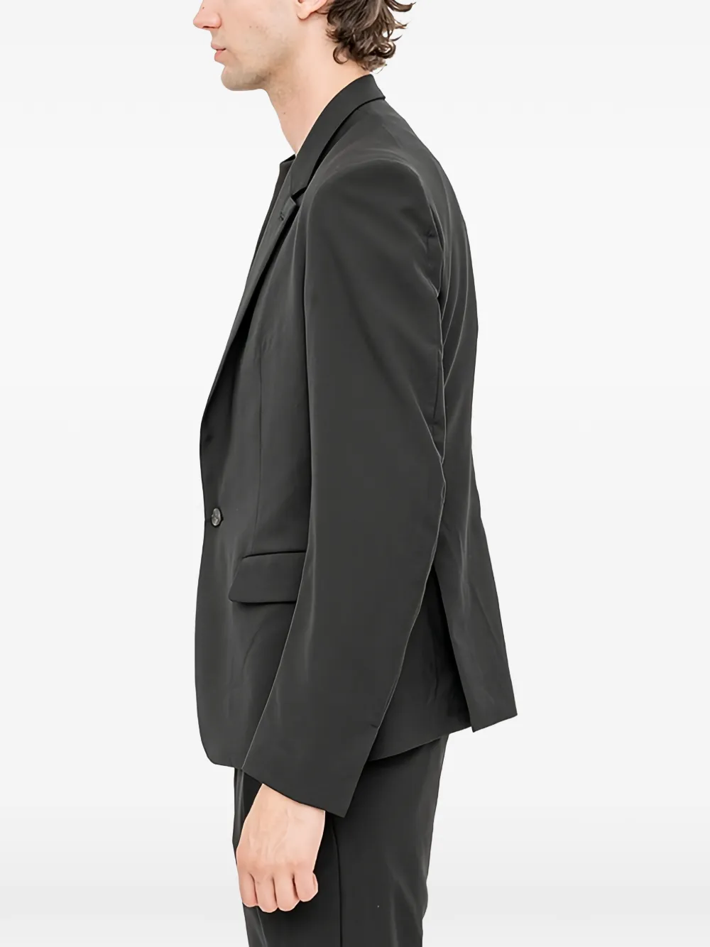 The Viridi-Anne Wollen blazer met enkele rij knopen Zwart