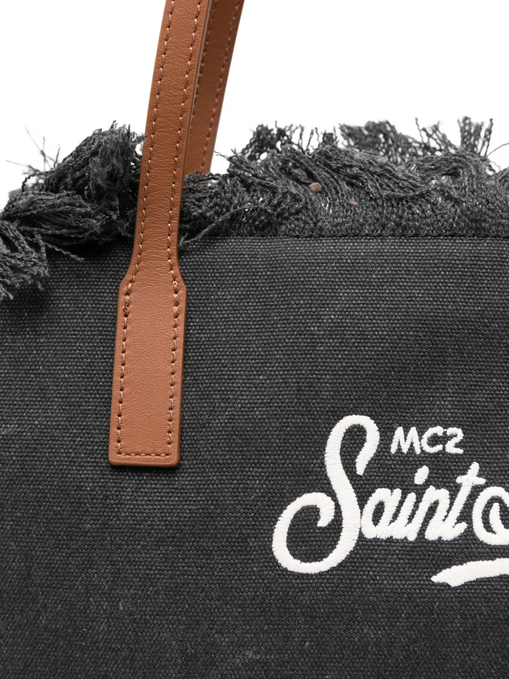 MC2 Saint Barth Shopper met geborduurd logo en franje Zwart