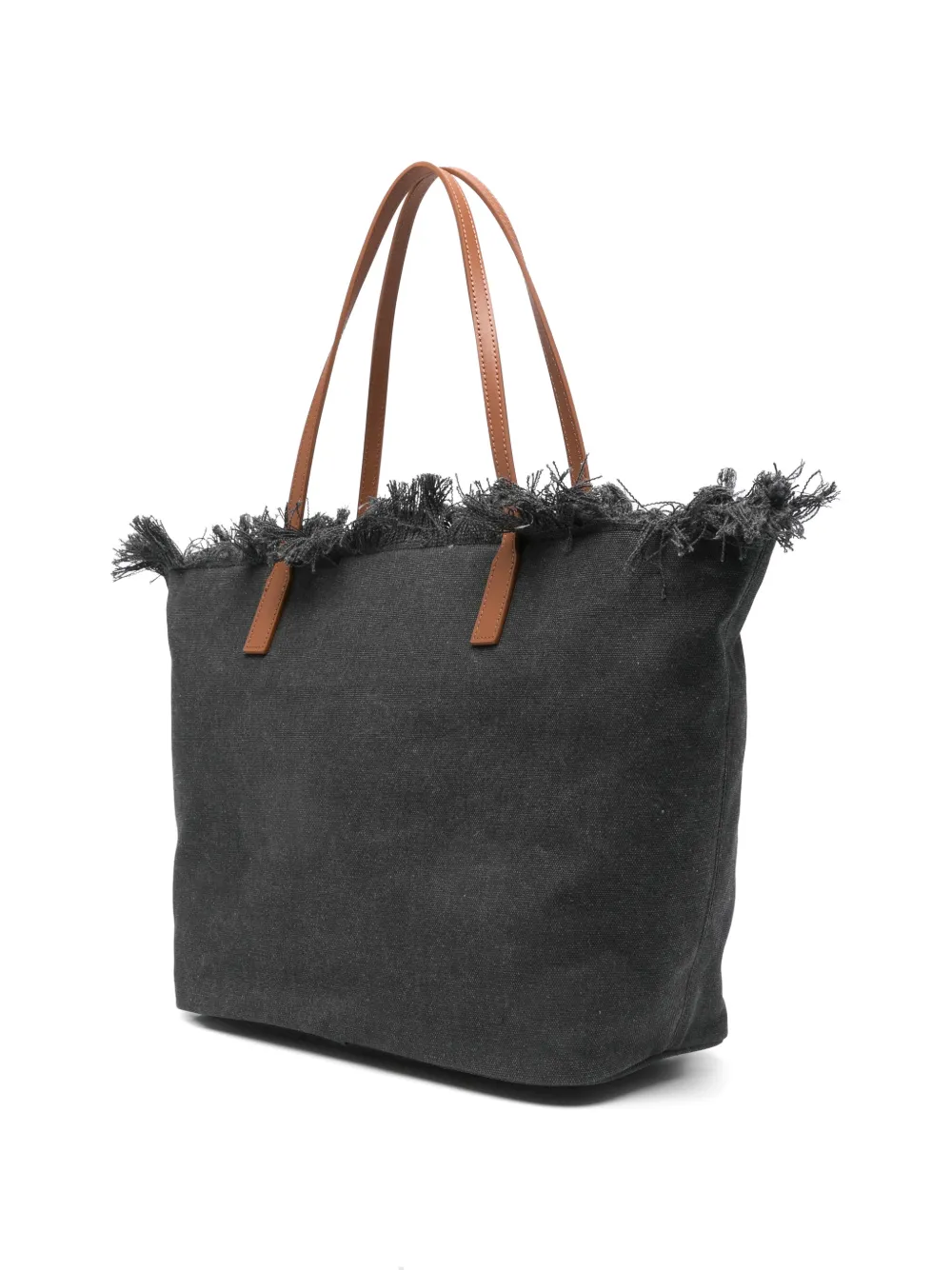 MC2 Saint Barth Shopper met geborduurd logo en franje Zwart
