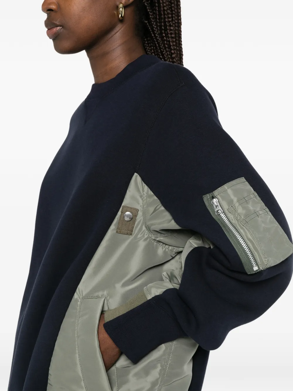 sacai Trui met ritszak en vlakken Blauw