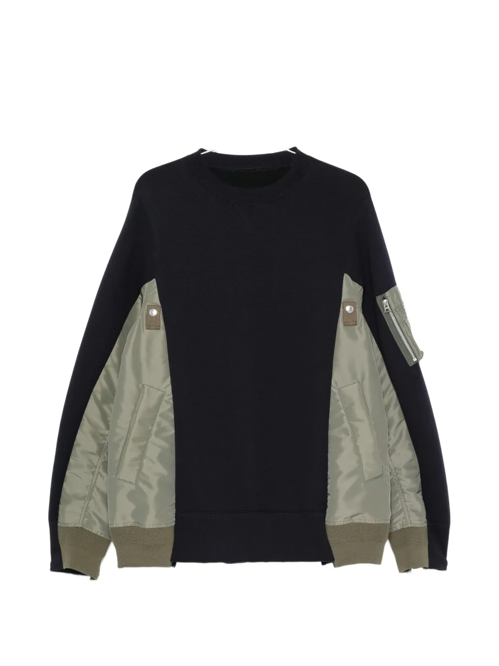 sacai panelled zip-pocket sweatshirt - Blau