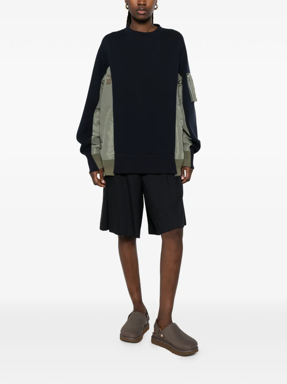 sacai Trui met ritszak en vlakken Blauw