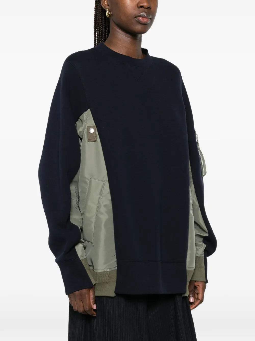 sacai Trui met ritszak en vlakken Blauw