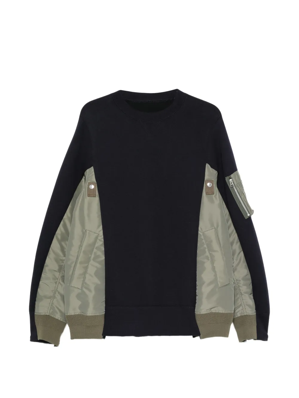 sacai panelled zip-pocket sweatshirt - Blau
