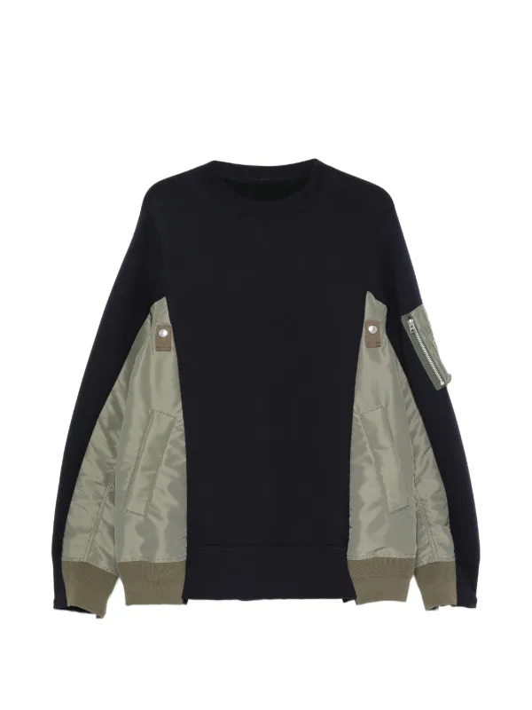 Sacai Panelled Zip-pocket Sweatshirt in Blue