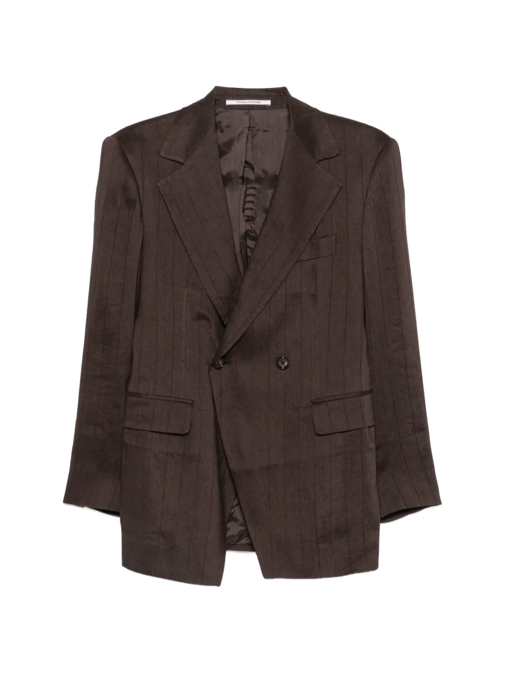 Tagliatore Pinstripe Double-breasted Suit In Brown