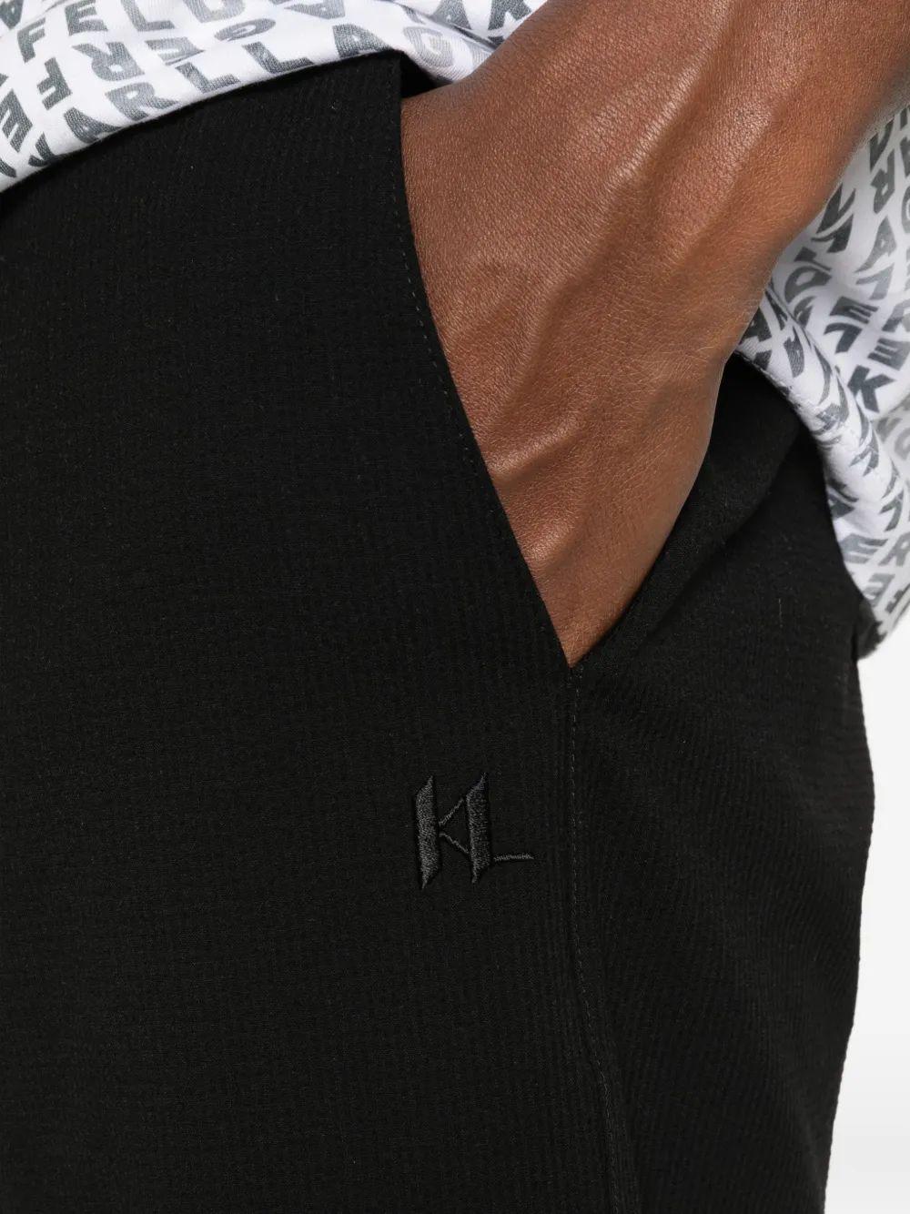 Karl Lagerfeld Shorts met geborduurd logo Zwart