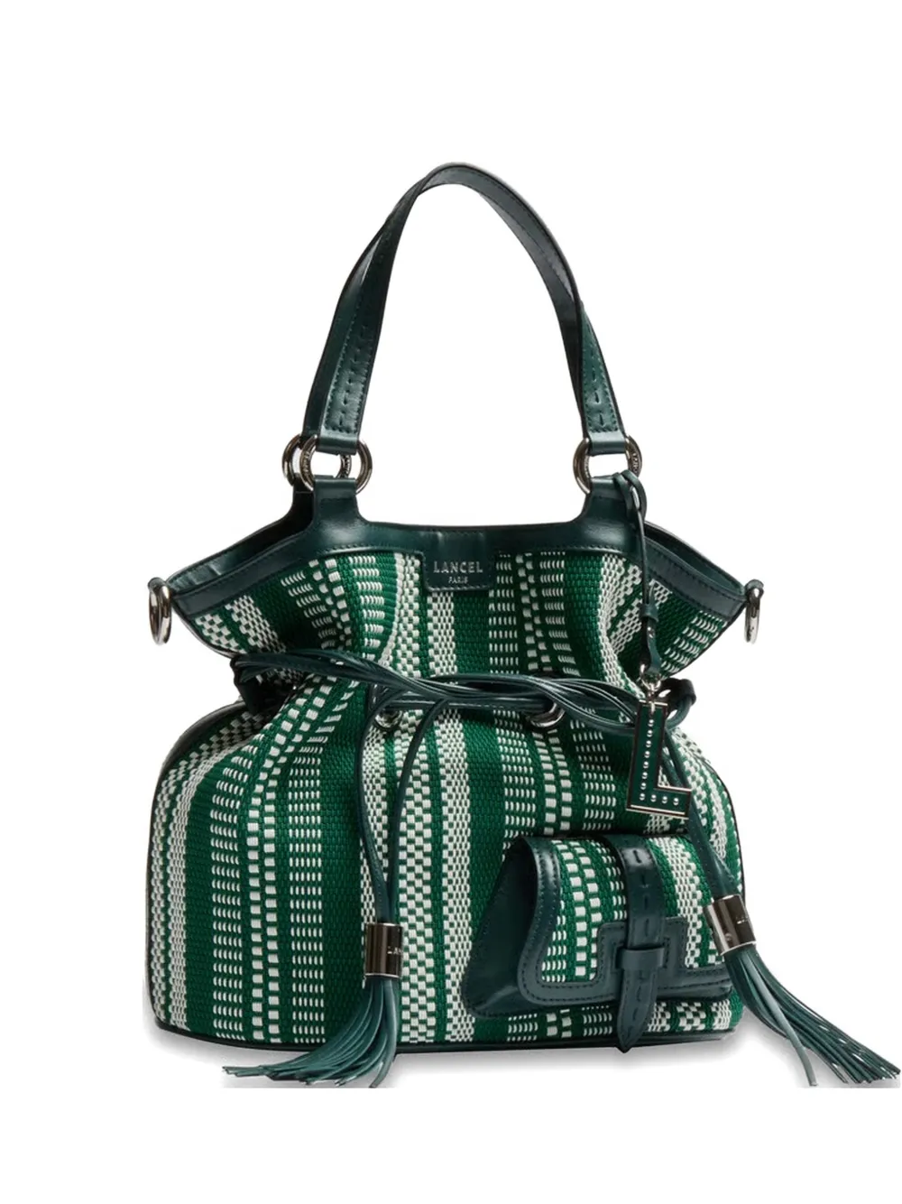 Lancel stripes tassel bucket bag - Verde