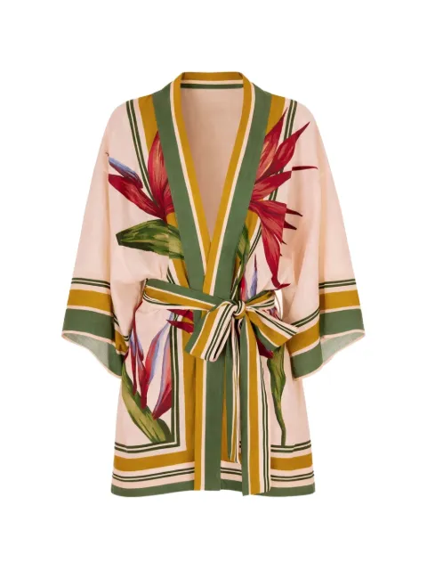 FARM Rio floral striped kimono