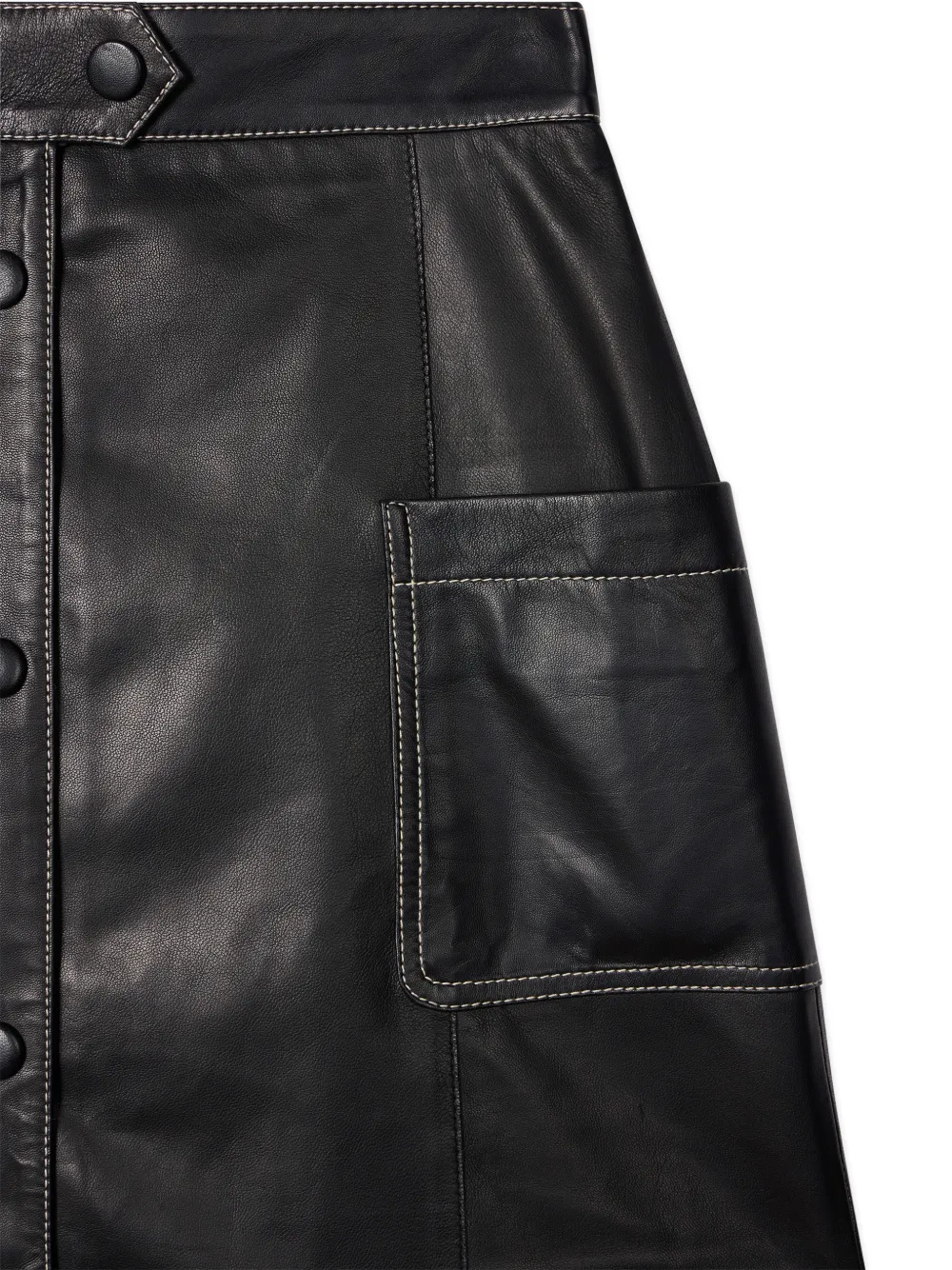 PS Paul Smith Leren midi-rok met knopen Zwart