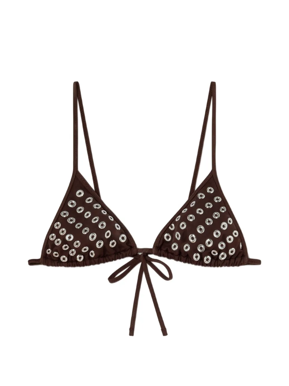 Gimaguas Emily eyelet triangle bikini top - Marrone