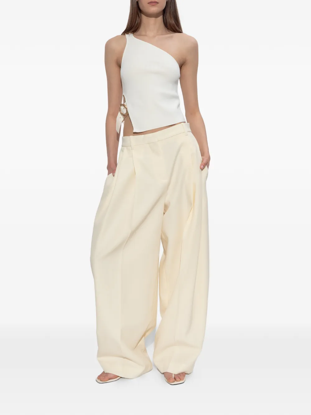 Cult Gaia Valeria asymmetrische top met ringdetail Wit