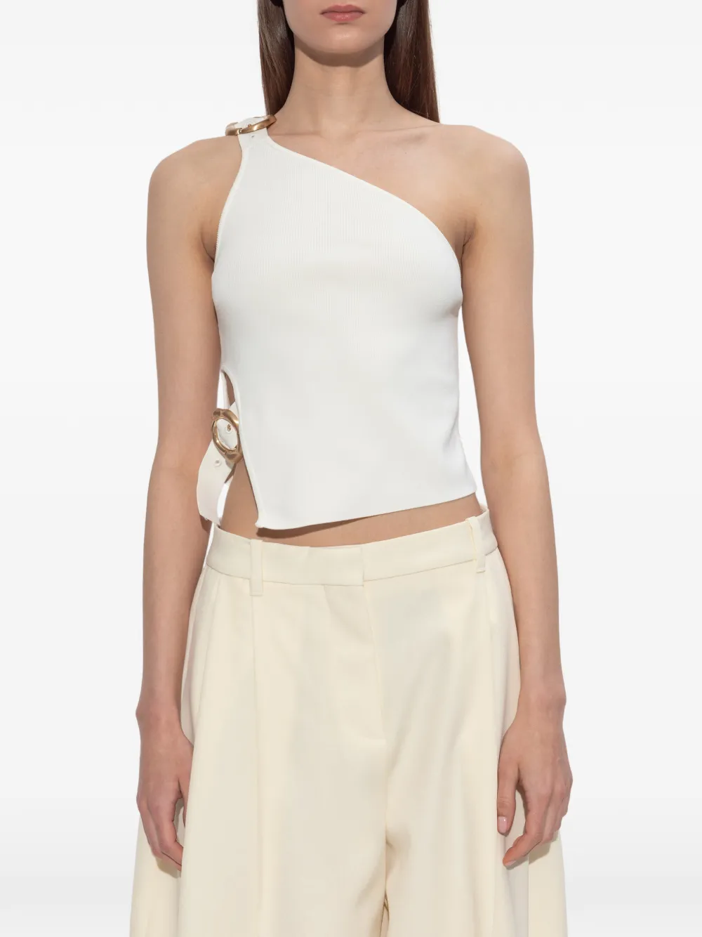 Cult Gaia Valeria asymmetrische top met ringdetail Wit