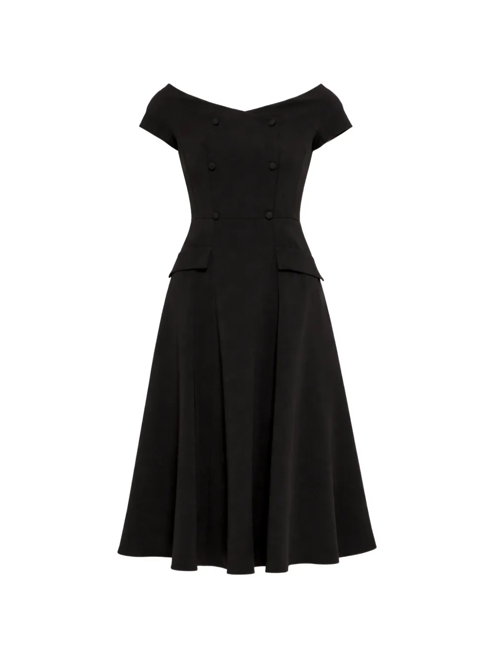 NISSA A-line button crepe dress - Black