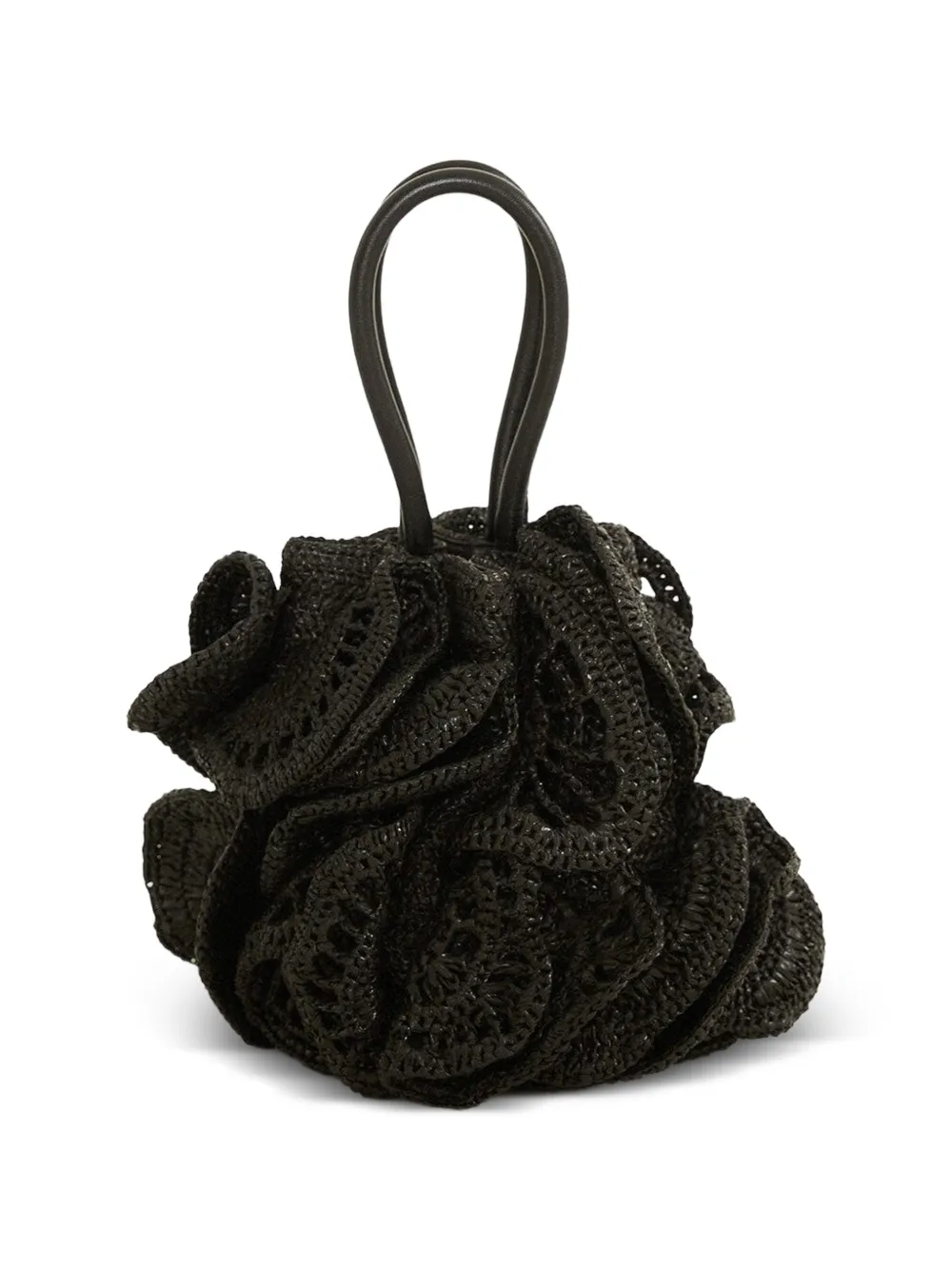 FARM Rio raffia flower tote bag - Nero