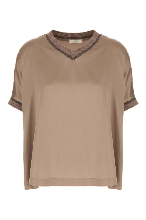 PANICALE ribbed-trim V-neck blouse