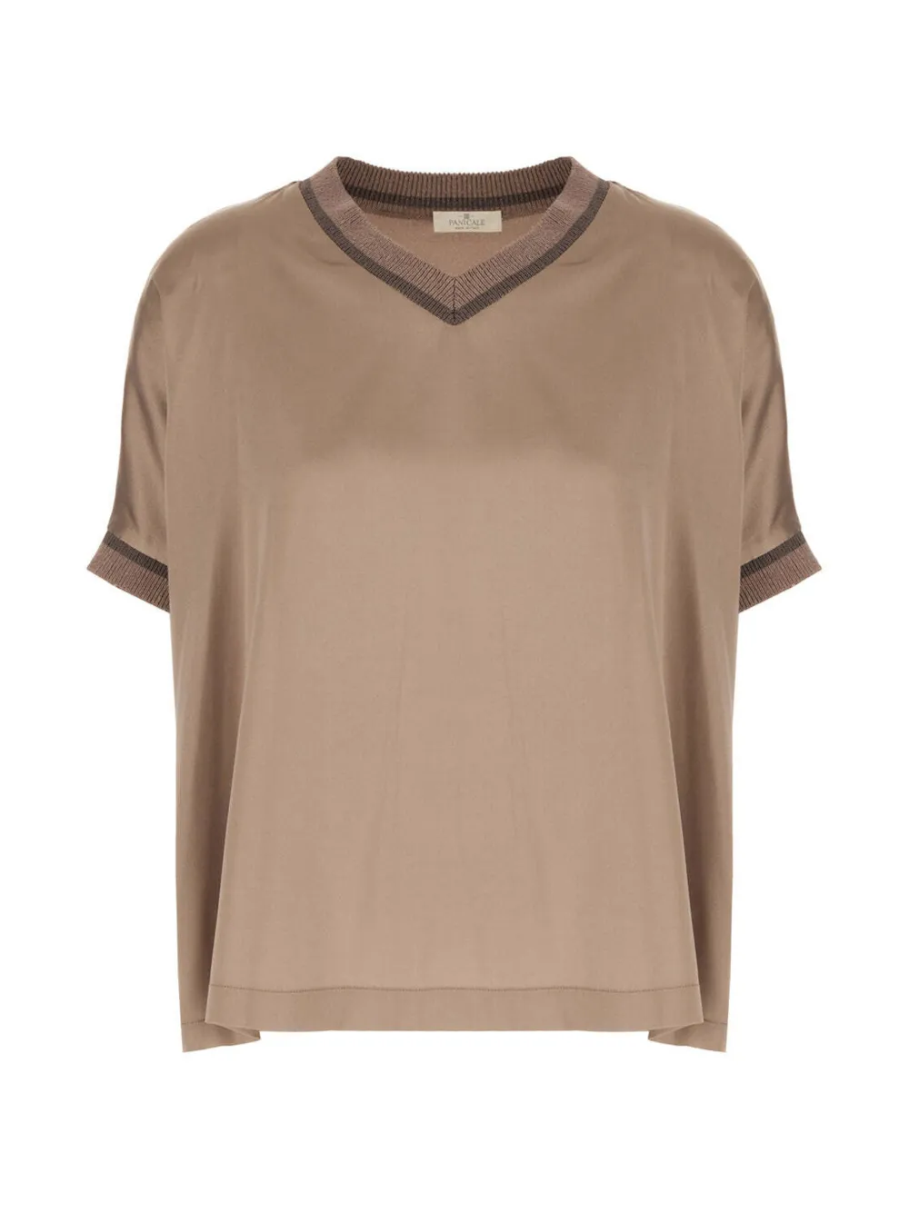 PANICALE ribbed-trim V-neck blouse - Toni neutri