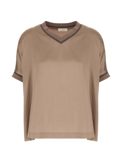 PANICALE ribbed-trim V-neck blouse