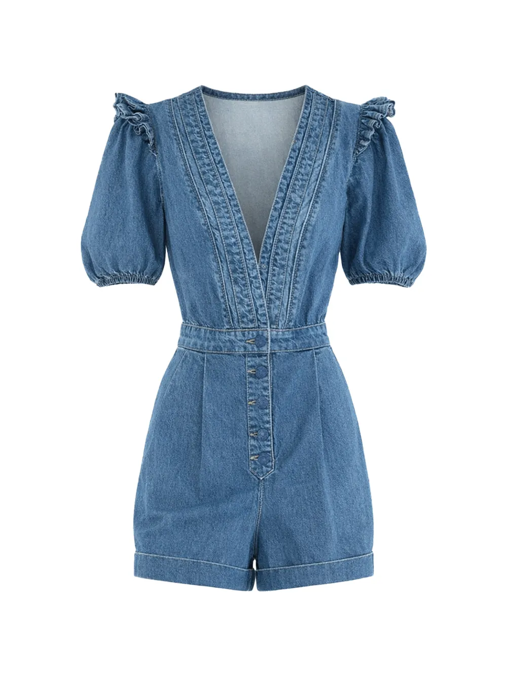 FARM Rio ruffled V-neck playsuit - Blu