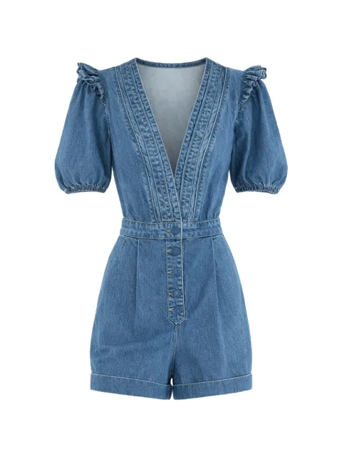 FARM Rio ruffled V-neck playsuit