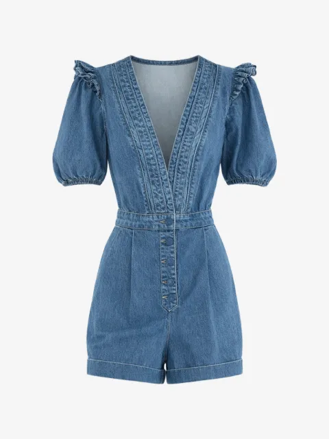 FARM Rio jumpsuit corto con volantes y cuello en V
