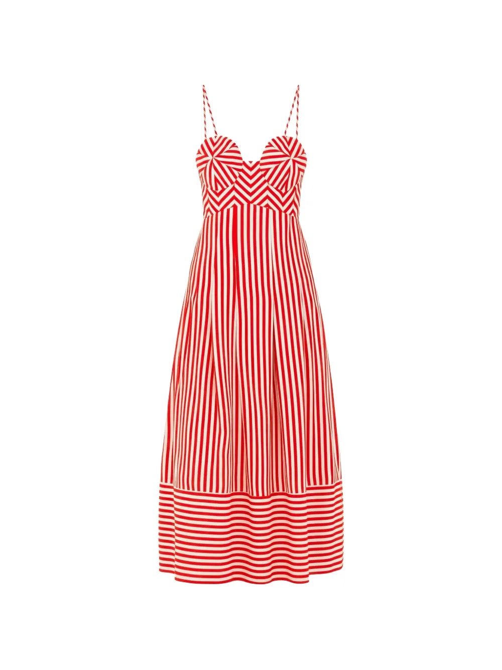 FARM Rio striped midi dress - Rosso