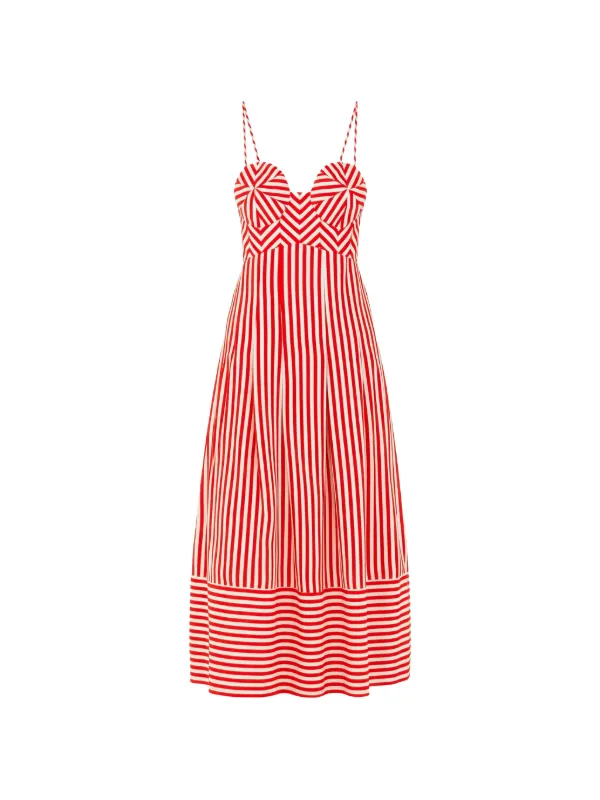 farm rio red white dress Red 3d Flower Euroflax Premium Linen Maxi Dress