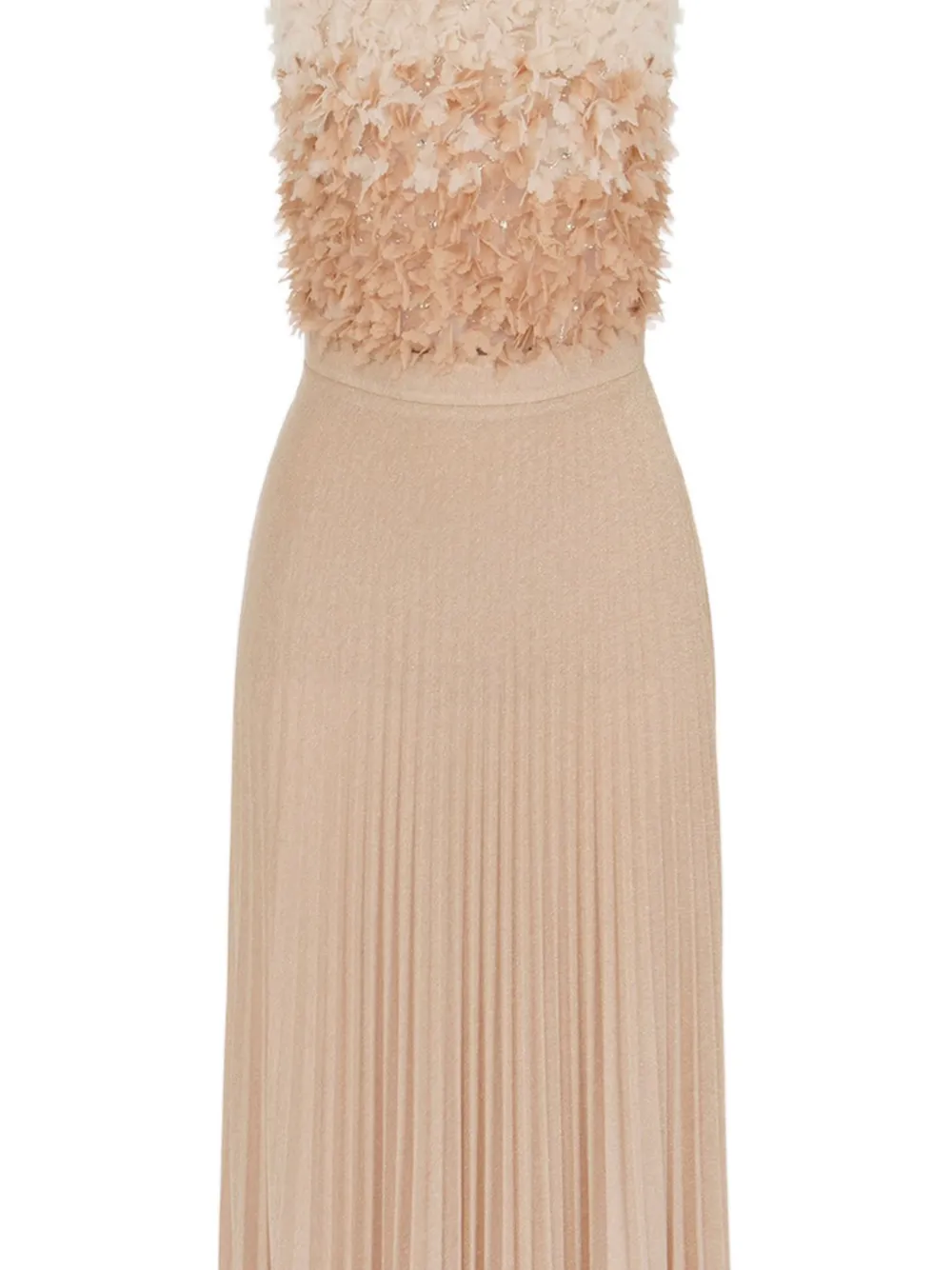 Elisabetta Franchi 3D maxi-jurk met plooien Beige