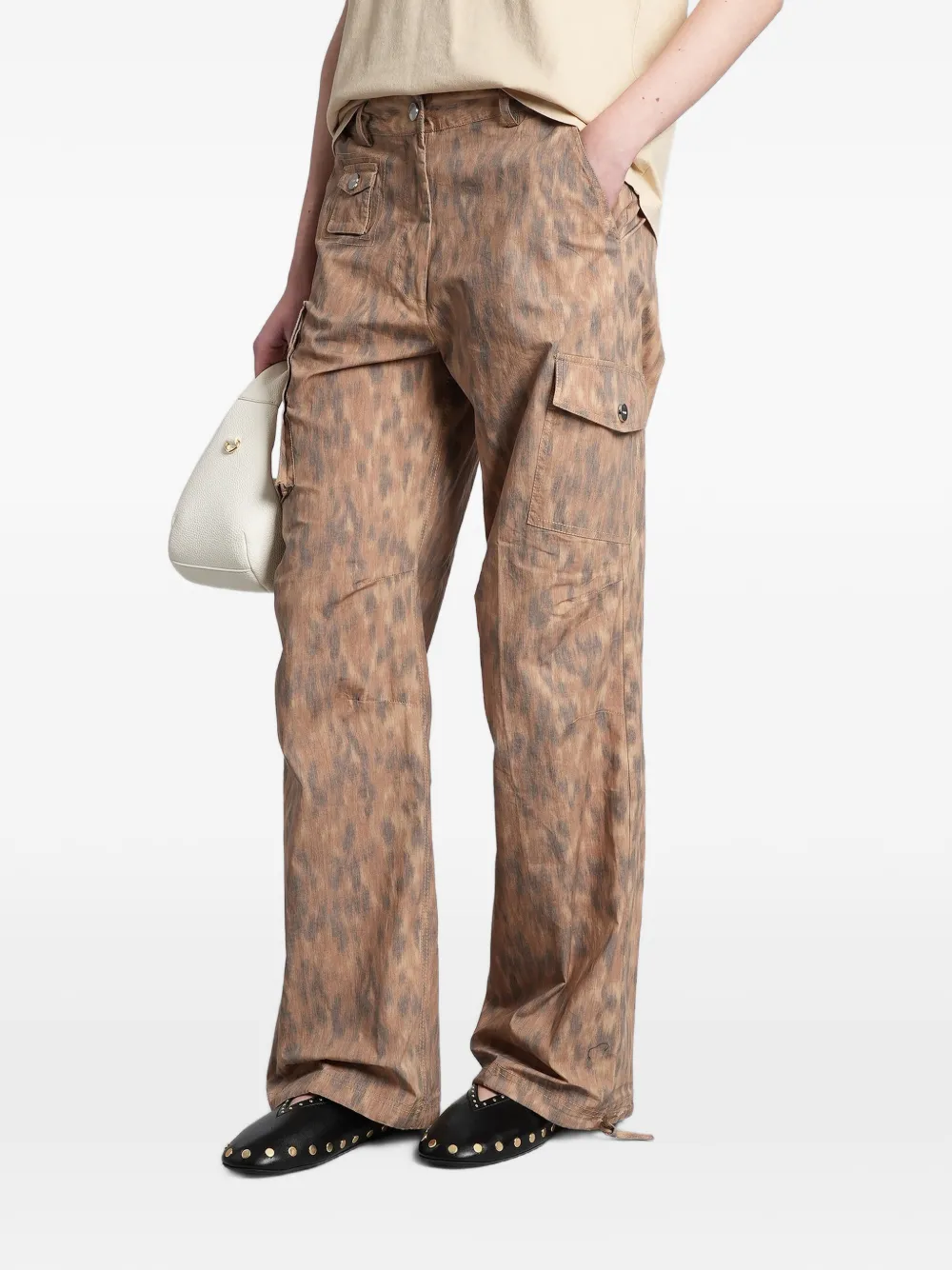 GANNI Broek met print Beige